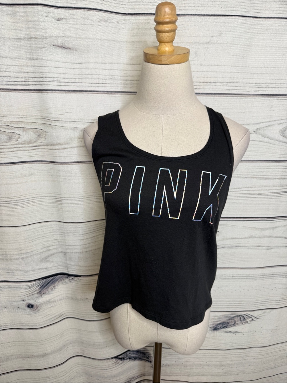 PINK Victoria's Secret Logo Tank Top, open heart back